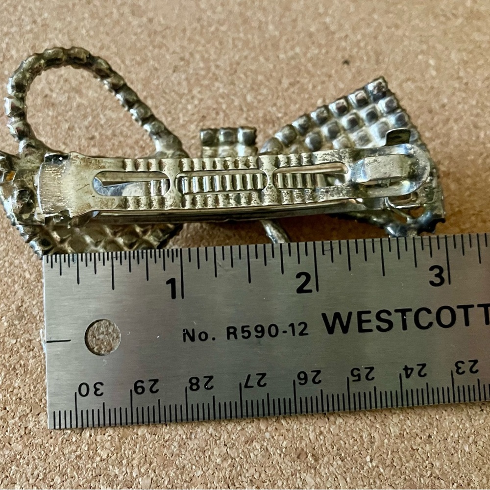 Vintage Rhinestone Bow Barrette - Picture 2 of 4